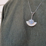 Moonstone Silver Necklace, Natural Moonstone, June Birthstone, Boho Necklace, Silver Moonstone Pendant, Statement Necklace, Rare By Adina