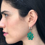 Big Flower Earrings, Natural Green Agate, Retro Earrings, Taurus Birthstone, Statement Earrings, Green Agate Earrings, Silver Earrings