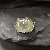Leaf Ring, Prehnite Ring, Natural Prehnite, May Birthstone, Unique Artistic Ring, Green Vintage Ring, Horizontal Ring, Solid Silver Ring
