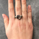 Rutilated Quartz Ring, Natural Quartz, Emerald Ring, Artistic Quartz Ring, Unique Quartz Ring, Vintage Ring, Silver Art Ring, Quartz Ring