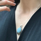 Vintage Pendant, Aquamarine Pendant, Natural Aquamarine, March Birthstone, Victorian Pendant, Blue Pendant, Solid Silver Pendant, Aquamarine