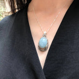 Vintage Pendant, Aquamarine Pendant, Natural Aquamarine, March Birthstone, Victorian Pendant, Blue Pendant, Solid Silver Pendant, Aquamarine