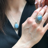 Vintage Pendant, Aquamarine Pendant, Natural Aquamarine, March Birthstone, Victorian Pendant, Blue Pendant, Solid Silver Pendant, Aquamarine