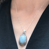 Vintage Pendant, Aquamarine Pendant, Natural Aquamarine, March Birthstone, Victorian Pendant, Blue Pendant, Solid Silver Pendant, Aquamarine