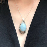 Vintage Pendant, Aquamarine Pendant, Natural Aquamarine, March Birthstone, Victorian Pendant, Blue Pendant, Solid Silver Pendant, Aquamarine