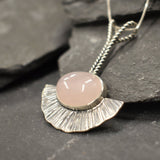 Rose Quartz Silver Necklace, Natural Rose Quartz Pendant, Long Silver Pendant, Pink Boho Necklace, Statement Pendant, Pink Gem Necklace