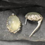 Prehnite Earrings, Leaf Earrings, Natural Prehnite, May Birthstone, Unique Earrings, Green Vintage Earrings, Solid Silver Earrings, Prehnite
