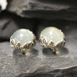 Prehnite Earrings, Leaf Earrings, Natural Prehnite, May Birthstone, Unique Earrings, Green Vintage Earrings, Solid Silver Earrings, Prehnite