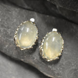 Prehnite Earrings, Leaf Earrings, Natural Prehnite, May Birthstone, Unique Earrings, Green Vintage Earrings, Solid Silver Earrings, Prehnite