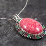 Rhodochrosite Pendant, Natural Stones, Large Pendant, Statement Pendants, Unique Pendant, Gemstones Pendants, Birthstone Pendants, Emerald