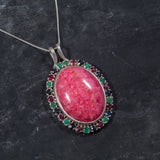 Rhodochrosite Pendant, Natural Stones, Large Pendant, Statement Pendants, Unique Pendant, Gemstones Pendants, Birthstone Pendants, Emerald