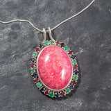 Rhodochrosite Pendant, Natural Stones, Large Pendant, Statement Pendants, Unique Pendant, Gemstones Pendants, Birthstone Pendants, Emerald
