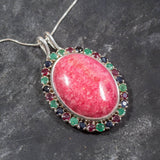 Rhodochrosite Pendant, Natural Stones, Large Pendant, Statement Pendants, Unique Pendant, Gemstones Pendants, Birthstone Pendants, Emerald