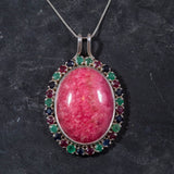 Rhodochrosite Pendant, Natural Stones, Large Pendant, Statement Pendants, Unique Pendant, Gemstones Pendants, Birthstone Pendants, Emerald