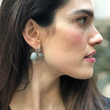 Leaf Earrings, Natural Aquamarine Earrings, Vintage Earrings, Inspirational Earrings, March Birthstone, March Earrings, 925 Silver Earrings