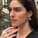 Leaf Earrings, Natural Aquamarine Earrings, Vintage Earrings, Inspirational Earrings, March Birthstone, March Earrings, 925 Silver Earrings