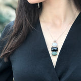 Three Stone Necklace, Moonstone Pendant, Natural Moonstone, June Birthstone, Long Pendant, Onyx Necklace, Statement Pendant, Rare By Adina