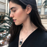 Three Stone Necklace, Moonstone Pendant, Natural Moonstone, June Birthstone, Long Pendant, Onyx Necklace, Statement Pendant, Rare By Adina