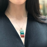 Rectangle Pendant, Agate Pendant, Aventurine Pendant, Carnelian Pendant, 3 Stone Pendant, Long Pendant, Multicolor Pendant, Silver Pendant