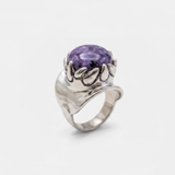 Charoite Ring, Natural Charoite, Round Ring, Statement Ring, Purple Stone Ring, Vintage Ring, Purple Ring, 925 Silver Ring, Charoite