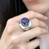 Charoite Ring, Natural Charoite, Round Ring, Statement Ring, Purple Stone Ring, Vintage Ring, Purple Ring, 925 Silver Ring, Charoite