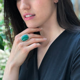 Malachite Ring, Natural Malachite, Large Oval Ring, Statement Ring, Green Ring, Bohemian Ring, Massive Ring, Long Ring, Solid Silver Ring