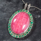 Rhodochrosite Pendant, Emerald Pendant, Statement Pendants, Large Unique Pendant, Gemstones Pendants, Birthstone Pendants, Natural Stones