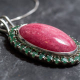 Rhodochrosite Pendant, Emerald Pendant, Statement Pendants, Large Unique Pendant, Gemstones Pendants, Birthstone Pendants, Natural Stones