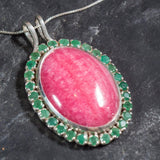Rhodochrosite Pendant, Emerald Pendant, Statement Pendants, Large Unique Pendant, Gemstones Pendants, Birthstone Pendants, Natural Stones
