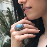 Aquamarine Ring, Natural Aquamarine, Antique Ring, March Birthstone, Large Aquamarine Ring, March Ring, Blue Vintage Ring, Solid Silver Ring