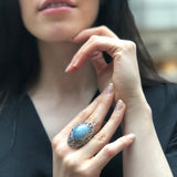 Aquamarine Ring, Natural Aquamarine, Antique Ring, March Birthstone, Large Aquamarine Ring, March Ring, Blue Vintage Ring, Solid Silver Ring