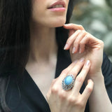 Aquamarine Ring, Natural Aquamarine, Antique Ring, March Birthstone, Large Aquamarine Ring, March Ring, Blue Vintage Ring, Solid Silver Ring