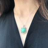 Chrysoprase Pendant, Natural Chrysoprase, May Birthstone, Round Pendant, Large Pendant, Vintage Pendant, Green Pendant, Solid Silver Pendant