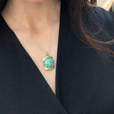 Chrysoprase Pendant, Natural Chrysoprase, May Birthstone, Round Pendant, Large Pendant, Vintage Pendant, Green Pendant, Solid Silver Pendant