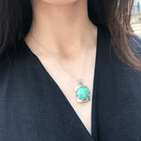 Chrysoprase Pendant, Natural Chrysoprase, May Birthstone, Round Pendant, Large Pendant, Vintage Pendant, Green Pendant, Solid Silver Pendant