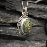 Antique Pendant, Ocean Jasper Pendant, Large Pendant, Statement Pendant, Jasper Pendant, Unique Gemstone Pendant, Solid Silver Pendant
