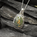 Antique Pendant, Ocean Jasper Pendant, Large Pendant, Statement Pendant, Jasper Pendant, Unique Gemstone Pendant, Solid Silver Pendant