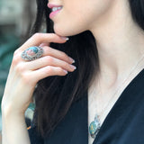 Antique Pendant, Ocean Jasper Pendant, Large Pendant, Statement Pendant, Jasper Pendant, Unique Gemstone Pendant, Solid Silver Pendant