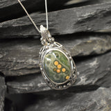 Antique Pendant, Ocean Jasper Pendant, Large Pendant, Statement Pendant, Jasper Pendant, Unique Gemstone Pendant, Solid Silver Pendant