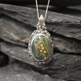 Antique Pendant, Ocean Jasper Pendant, Large Pendant, Statement Pendant, Jasper Pendant, Unique Gemstone Pendant, Solid Silver Pendant