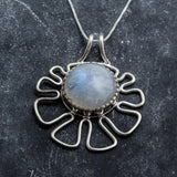 Moonstone Necklace, Natural Moonstone Pendant, June Birthstone, Large Flower Necklace, Statement Pendant, Boho Necklace, Rare By Adina