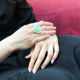 Turquoise Ring, Natural Turquoise, Triangle Ring, Statement Ring, December Birthstone, Arizona Turquoise, Large Turquoise Ring, Turquoise