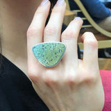 Turquoise Ring, Natural Turquoise, Triangle Ring, Statement Ring, December Birthstone, Arizona Turquoise, Large Turquoise Ring, Turquoise