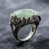 Prehnite Ring, Natural Prehnite, Leaf Ring, Statement Ring, Vine Ring, Large Prehnite, Artistic Ring, Artisan Ring, Unique Silver Ring