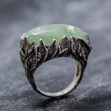 Prehnite Ring, Natural Prehnite, Leaf Ring, Statement Ring, Vine Ring, Large Prehnite, Artistic Ring, Artisan Ring, Unique Silver Ring