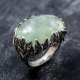 Prehnite Ring, Natural Prehnite, Leaf Ring, Statement Ring, Vine Ring, Large Prehnite, Artistic Ring, Artisan Ring, Unique Silver Ring