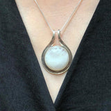 Moonstone Necklace, Natural Moonstone Pendant, June Birthstone, Round Statement Necklace, Large Moonstone Necklace, For Her, Rare By Adina