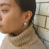 Multistone Earrings, Larimar Earrings, Tanzanite Earrings, Flower Earrings, 2 Stone Earrings, Heavy Earrings, 2 Stone Studs, Silver Earrings
