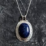 Sodalite Pendant, Natural Sodalite, Statement Pendant, Large Sodalite Pendant, Blue Sodalite, Victorian Pendant, Statement Necklace,Sodalite