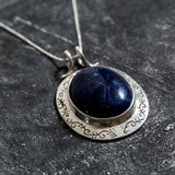Sodalite Pendant, Natural Sodalite, Statement Pendant, Large Sodalite Pendant, Blue Sodalite, Victorian Pendant, Statement Necklace,Sodalite